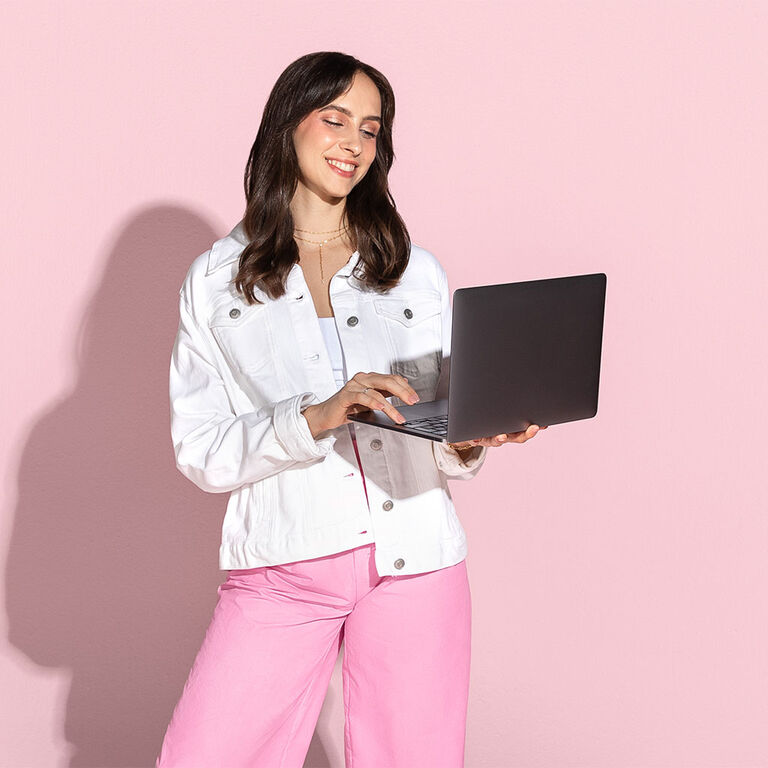 Woman working on her laptop