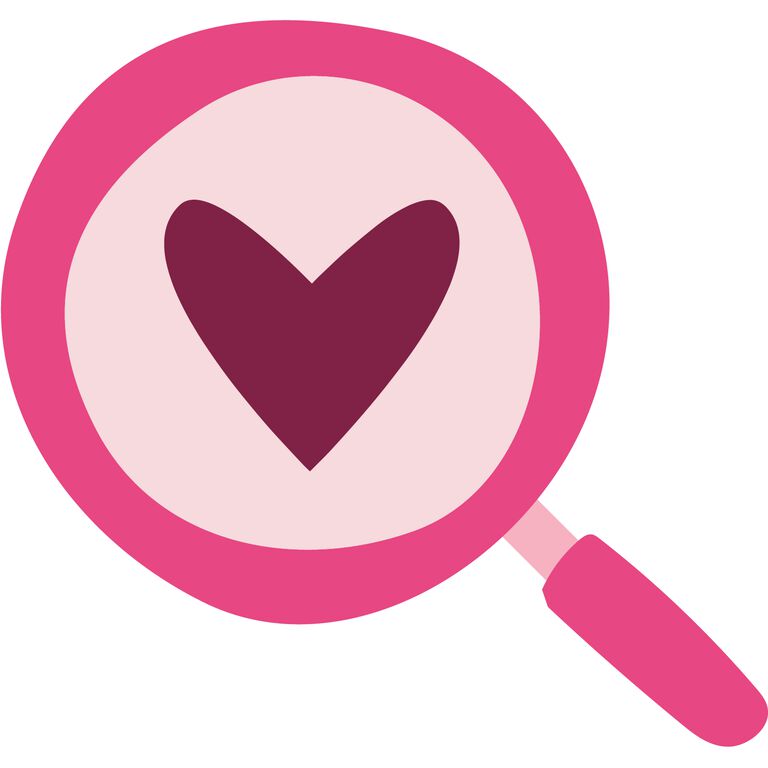 Mary Kay pink illustration of a magnifying glass.