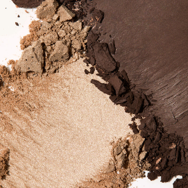 Product rubs of both colors of special-edition Mary Kay At Play Eye Shadow Duo in Choco Espresso on white background image number null