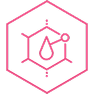 Hyaluronic acid icon in pink hexagon